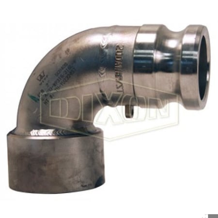 Dixon Type A 90Deg Cam and Groove Elbow, 2 in, Male Adapter x FNPT, 316 SS, Domestic 200A-90SS
